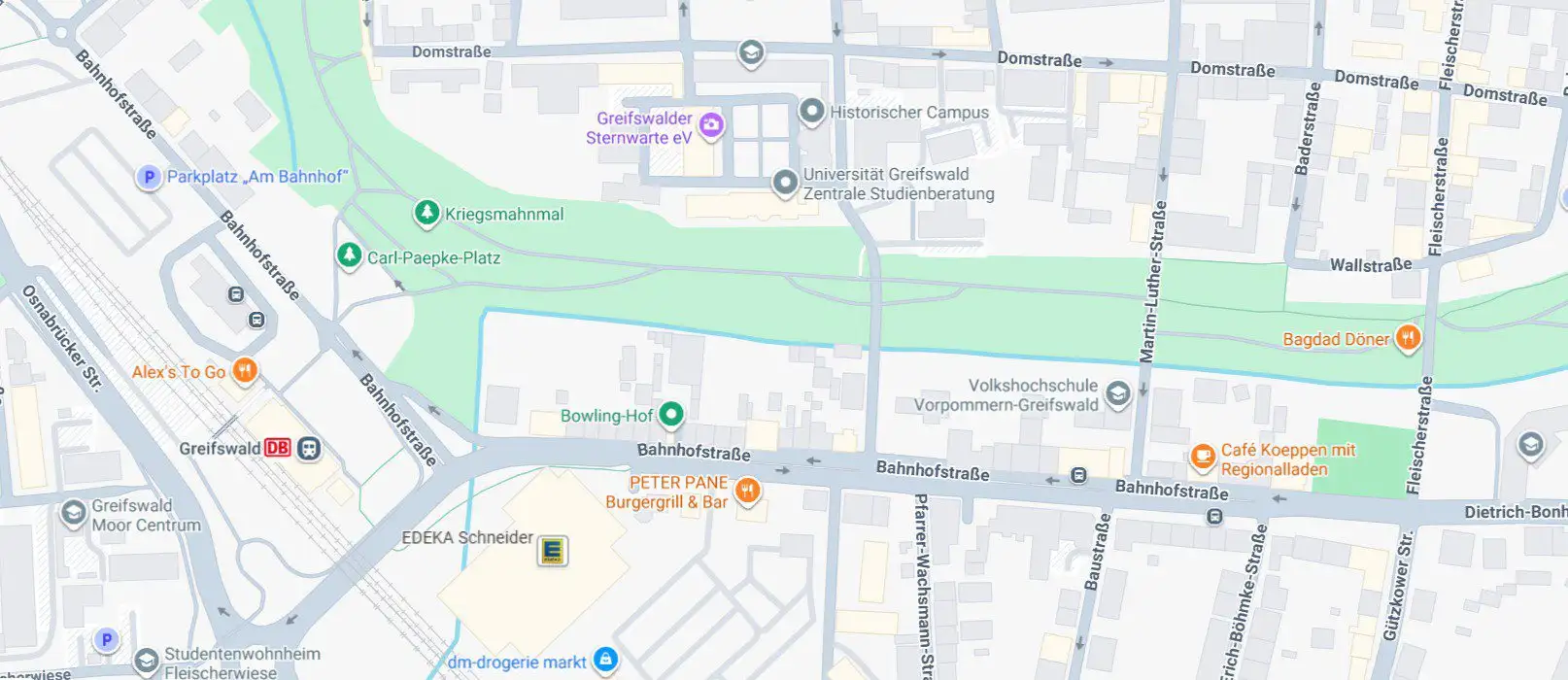 Verkehrsplan zur Baustelle in der Bahnhofstraße mit markierten Einbahnstraßenregelungen.