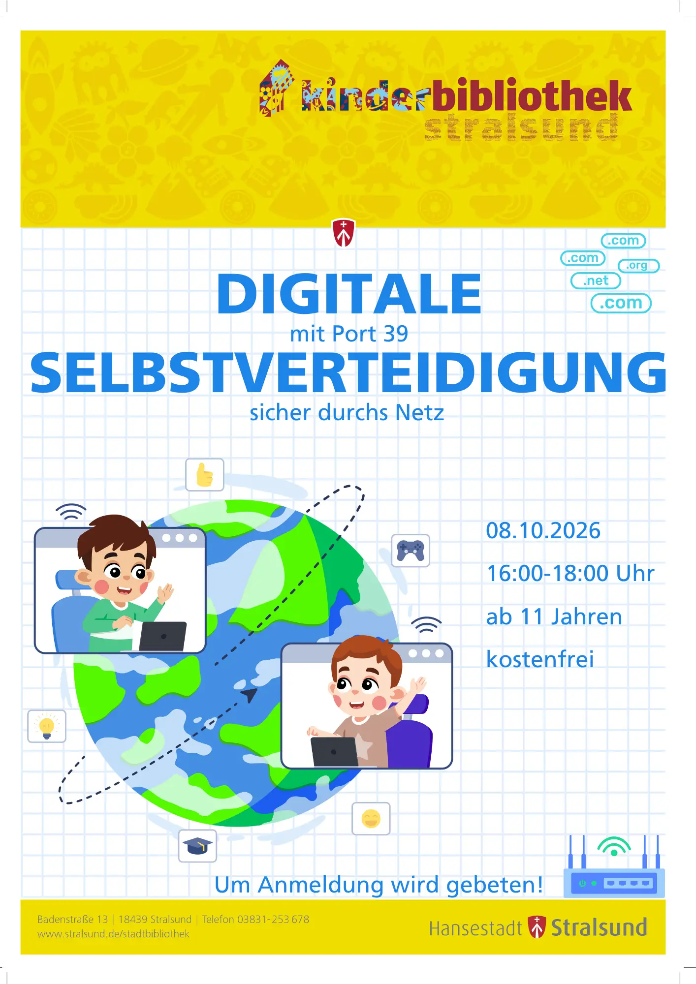 Ein Poster zur „digitalen Selbstverteidigung“ mit grafischen Gestaltungselementen.